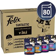 Felix Fantastic cat capsules beef, chicken, duck, lamb in jelly 80 × 85 g - Cat Food Pouch