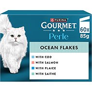 Gourmet Perle pouches for cats salmon, cod, halibut, dark cod 60x85 g - Canned Food for Cats