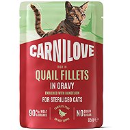 Carnilove Cat Pouch Gravy rich in Quail enriched with Dandelion for sterilized 85 g - Cat Food Pouch