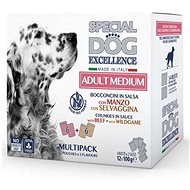 Monge Lechat Excellence Special Adult Medium beef and venison multipack 12x100g - Dog Food Pouch