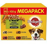 Pedigree tasakos eledel, húsválogatás zöldségekkel lében felnőtt kutyáknak, 40 × 100 g - Alutasakos kutyaeledel
