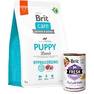 Brit Care Dog Hypoallergenic s jahňacím Puppy 3 kg + Brit Fresh Veal with millet 400 g - Granule pre šteniatka