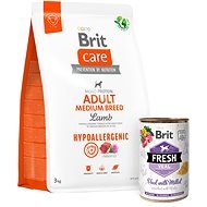 Brit Care Dog Hypoallergenic s jehněčím Adult Medium Breed 3 kg + Brit Fresh Veal with millet 400 g  - Dog Kibble