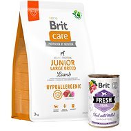 Brit Care Dog Hypoallergenic s jehněčím Junior Large Breed 3 kg + Brit Fresh Veal with millet 400 g  - Dog Kibble