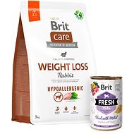 Brit Care Dog Hypoallergenic s králičím Weight Loss 3 kg + Brit Fresh Veal with millet 400 g  - Dog Kibble