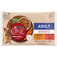 Purina ONE Mini Dog Adult pouches for dogs, chicken and beef in gravy 4x85g - Dog Food Pouch
