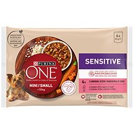 Purina ONE Mini Dog Sensitive pouches for dogs, salmon in juice 4x85g - Dog Food Pouch