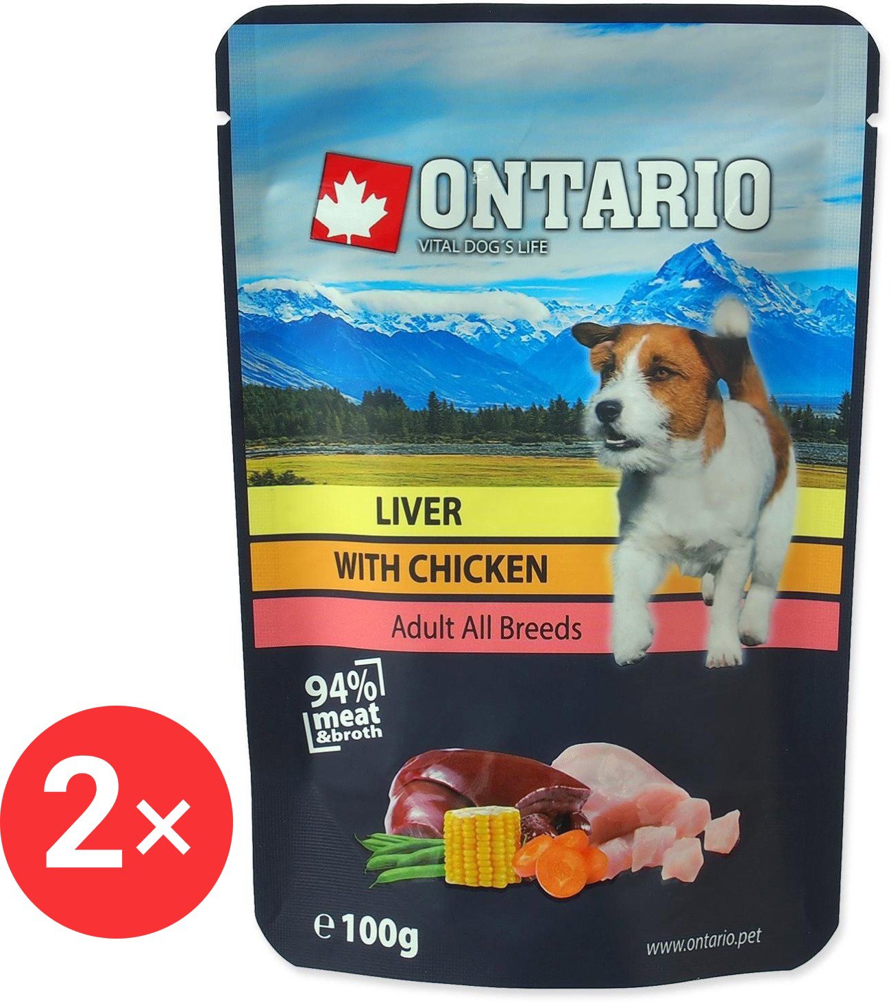Ontario Liver Capsule with chicken in broth 2 × 100 g - Dog Food Pouch