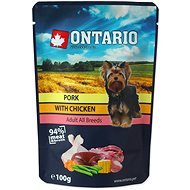 Ontario Kapsička vepřové s kuřecím ve vývaru 100 g - Dog Food Pouch