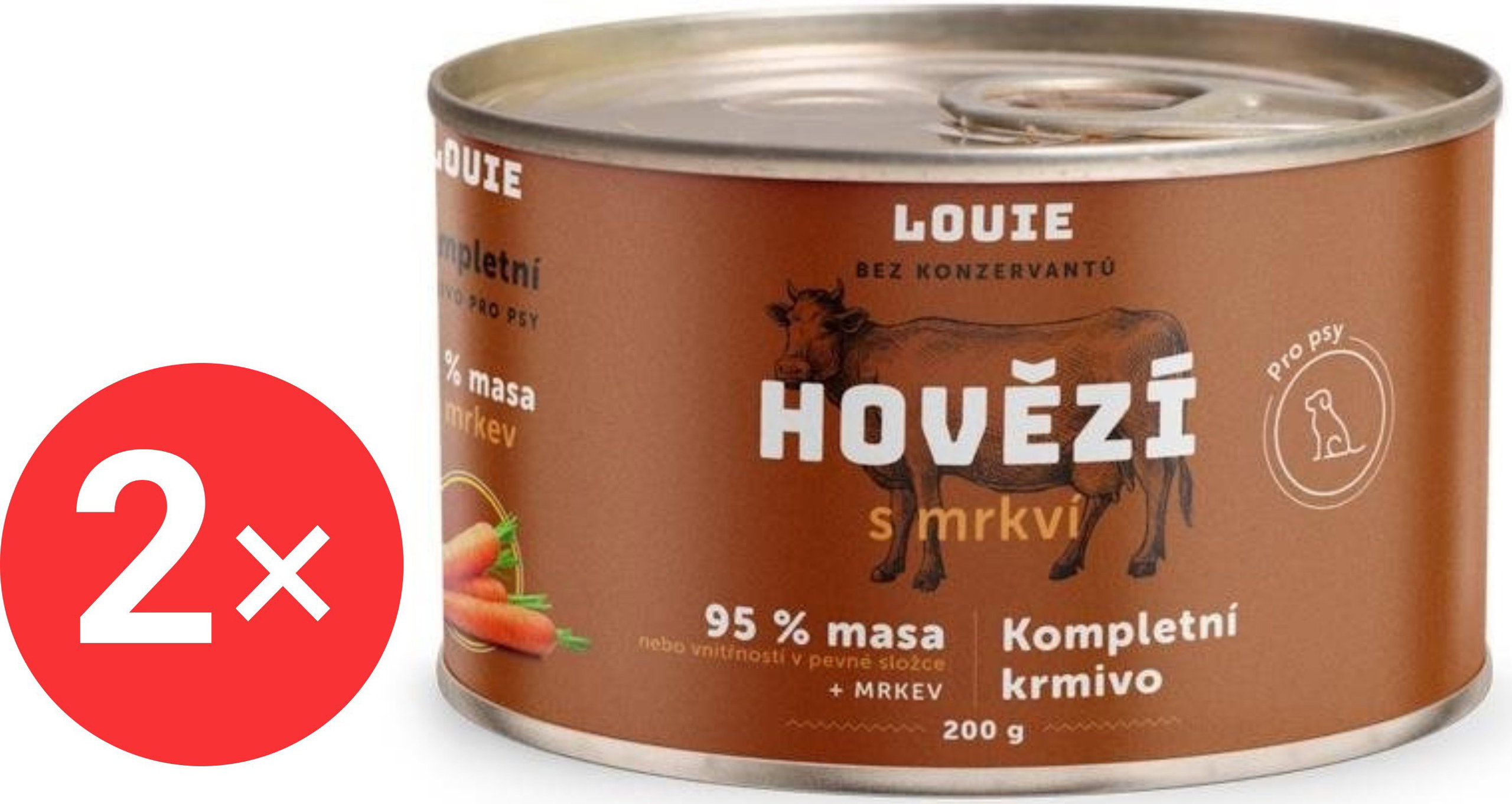 LOUIE beef (95% solids) with carrots 2 × 200 g - Canned Dog Food