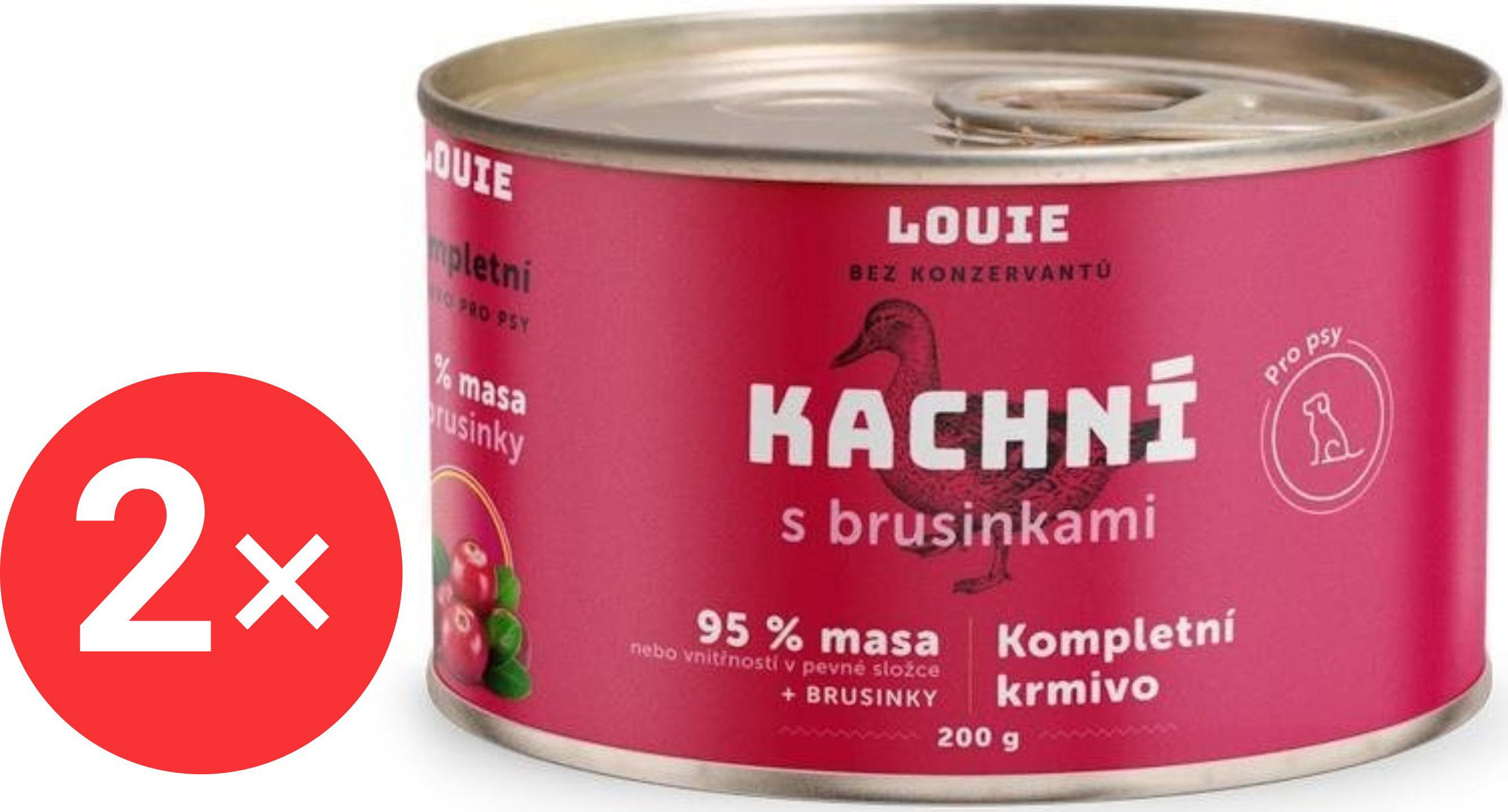 LOUIE duck (95% solids) with cranberries 2 × 200 g - Canned Dog Food