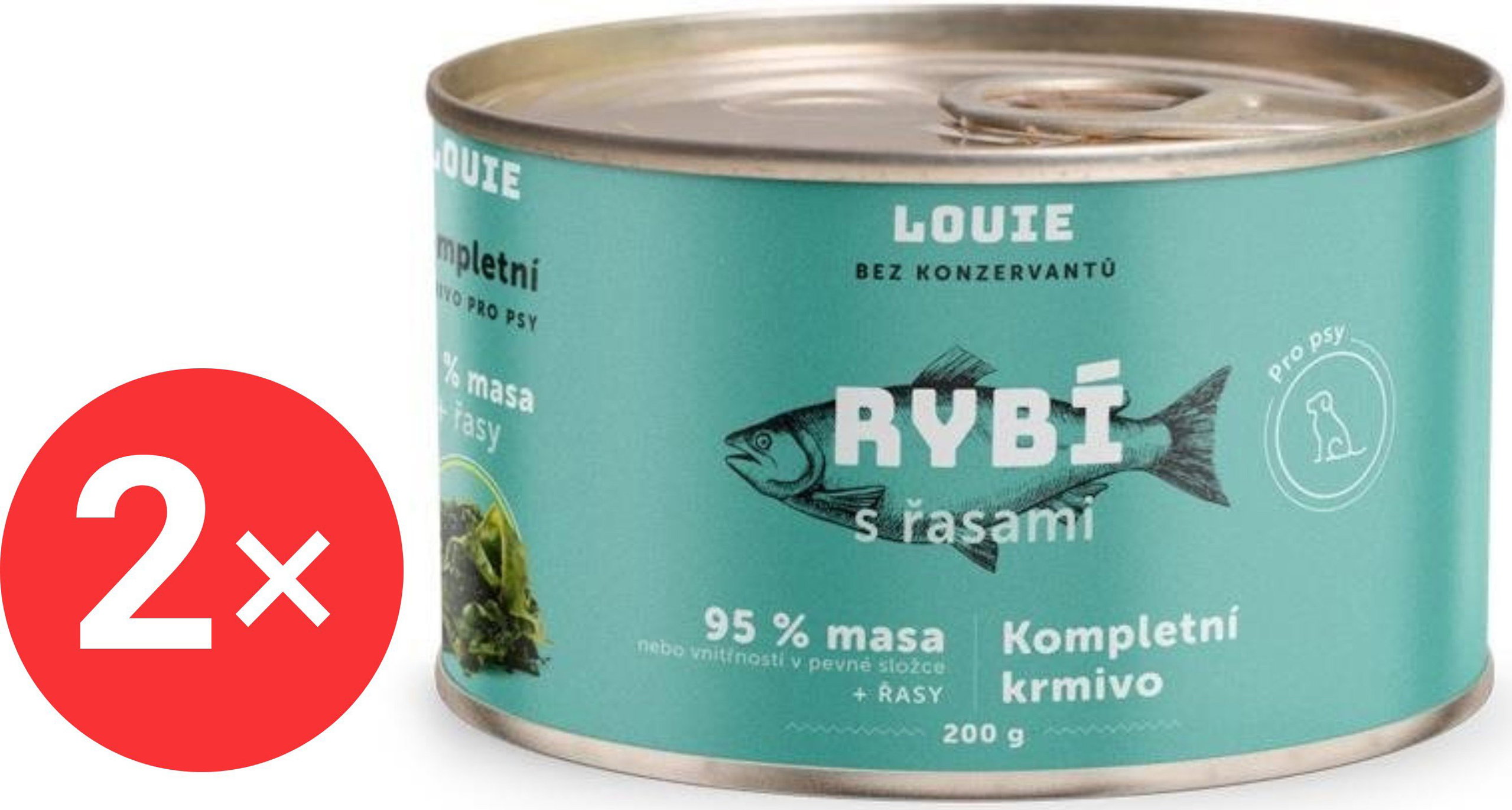 LOUIE fish (95% solids) with algae 2 × 200 g - Canned Dog Food