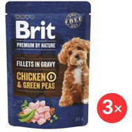 Brit Premium by Nature Dog Fillets in Gravy Chicken & Green Peas 3 × 85 g - Dog Food Pouch