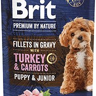 Brit Premium by Nature Dog Puppy & Junior Fillets in Gravy with Turkey & Carrots 85 g - Dog Food Pouch