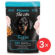 Fitmin For Life Turkey pocket for adult dogs with sea buckthorn 3 × 85 g - Dog Food Pouch