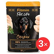 Fitmin For Life Chicken pocket for adult dogs with herbs 3 × 85 g - Dog Food Pouch