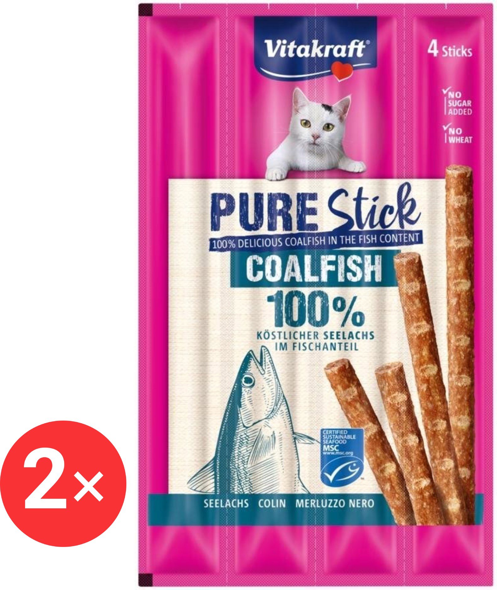Vitakraft Cat treat Pure Stick cod 4 × 5 g 2 pcs - Cat Treats