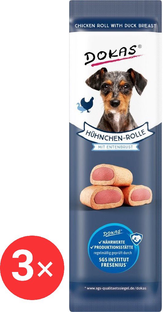 Dokas Chicken rolls with duck filling 3 × 10 g - Dog Treats