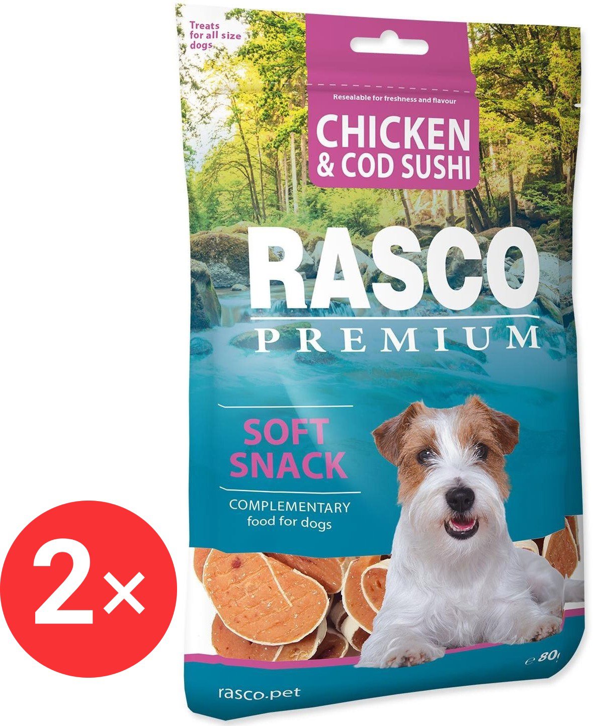 Rasco Premium Chicken and Cod Sushi Delicacy 2 × 80 g - Dog Jerky