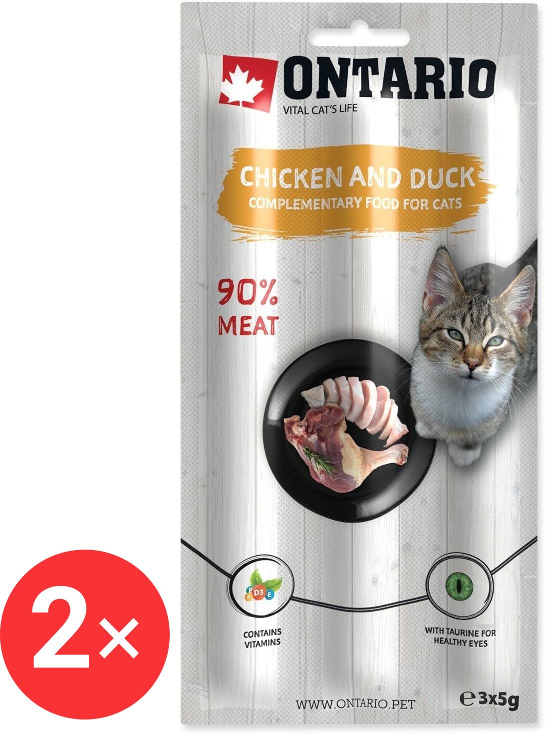 Ontario chicken and duck sticks 3 × 5 g 2 pcs - Cat Treats