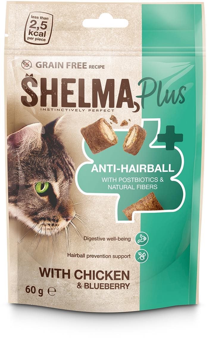 Shelma Anti-hairball grain-free pads, chicken, blueberries 2 × 60 g - Cat Treats