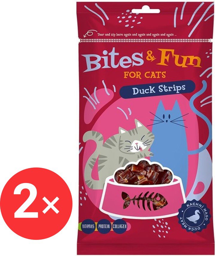 Akinu Bites&Fun Duck Strips 2 × 60 g - Cat Treats