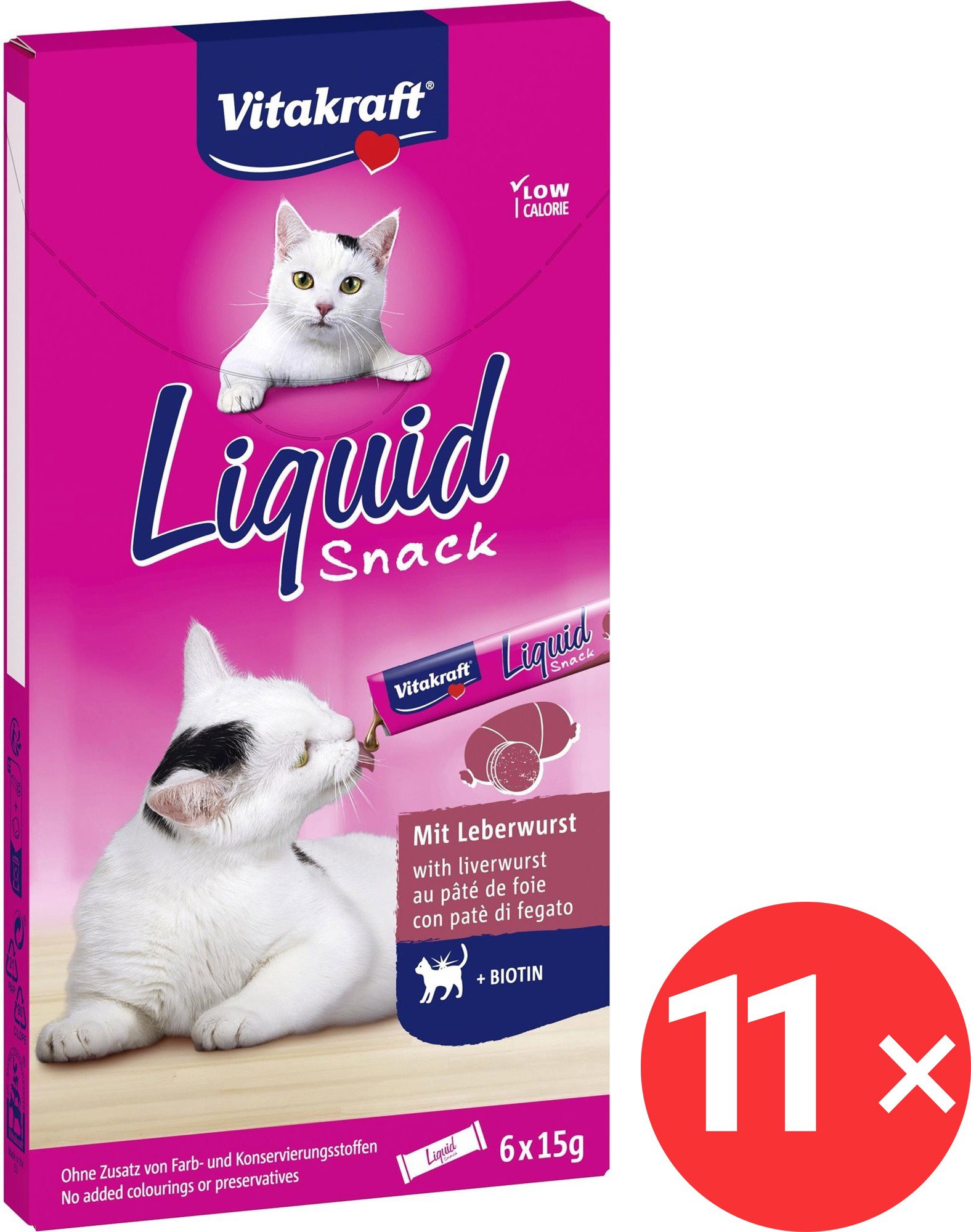 Vitakraft Cat Liquid Snack liver-biotin 11 × 90 g - Cat Treats