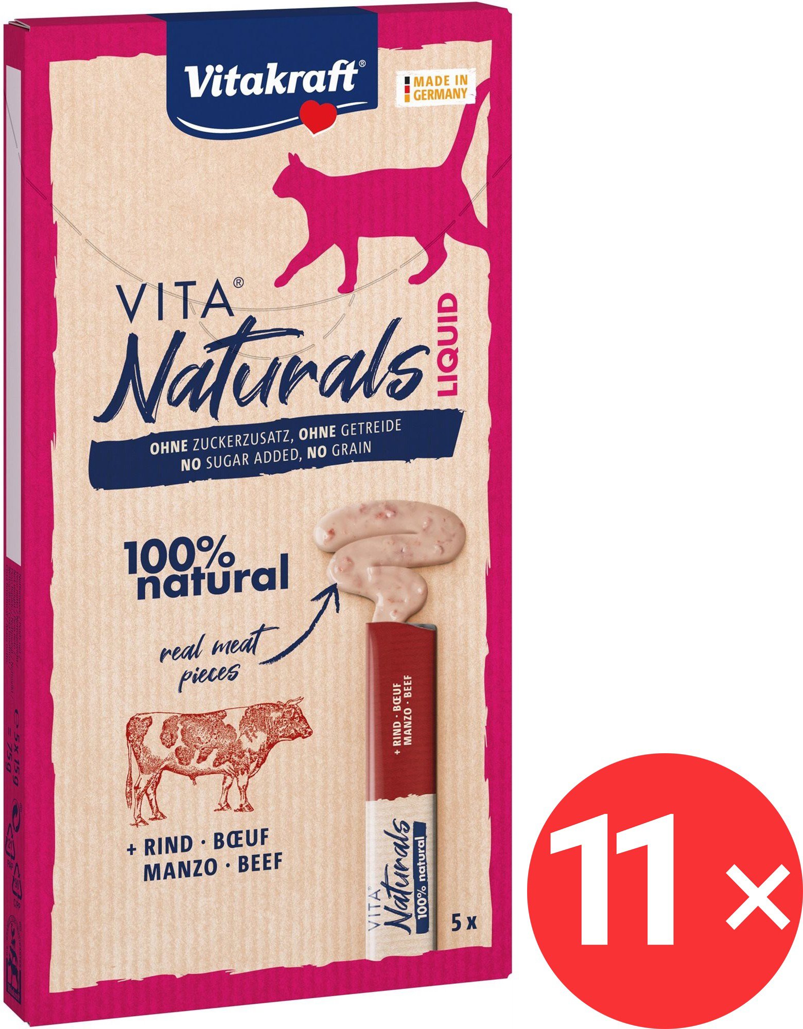 Vitakraft Vita Naturals liquid beef 11 × 75 g - Cat Treats
