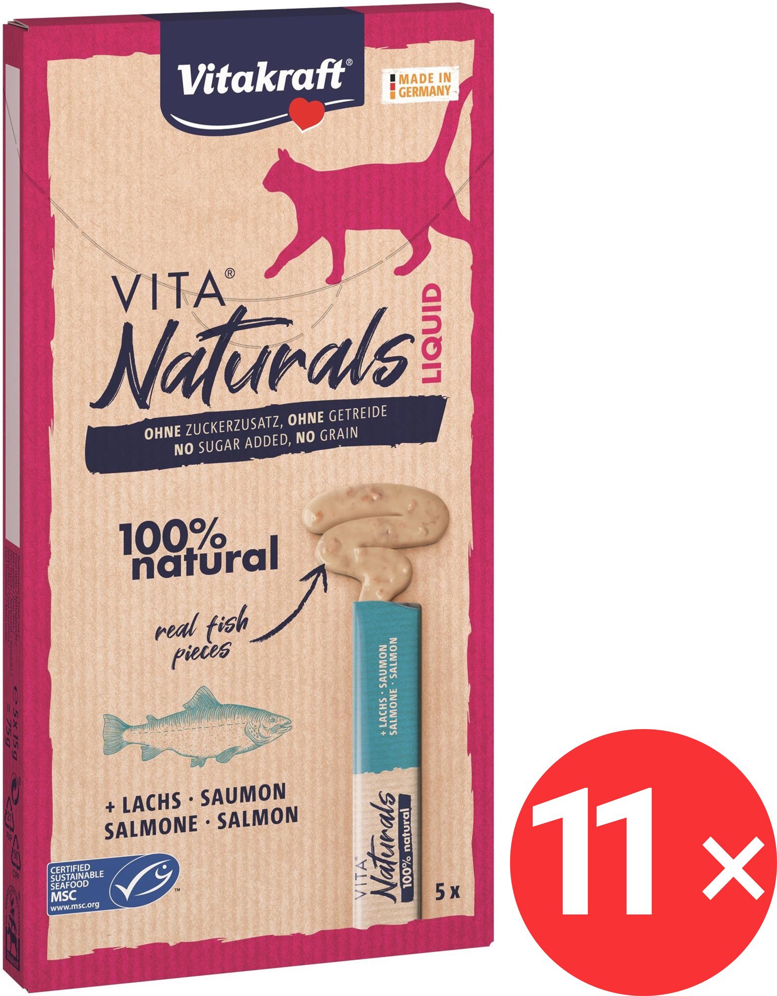 Vitakraft Vita Naturals liquid salmon 11 × 75 g - Cat Treats