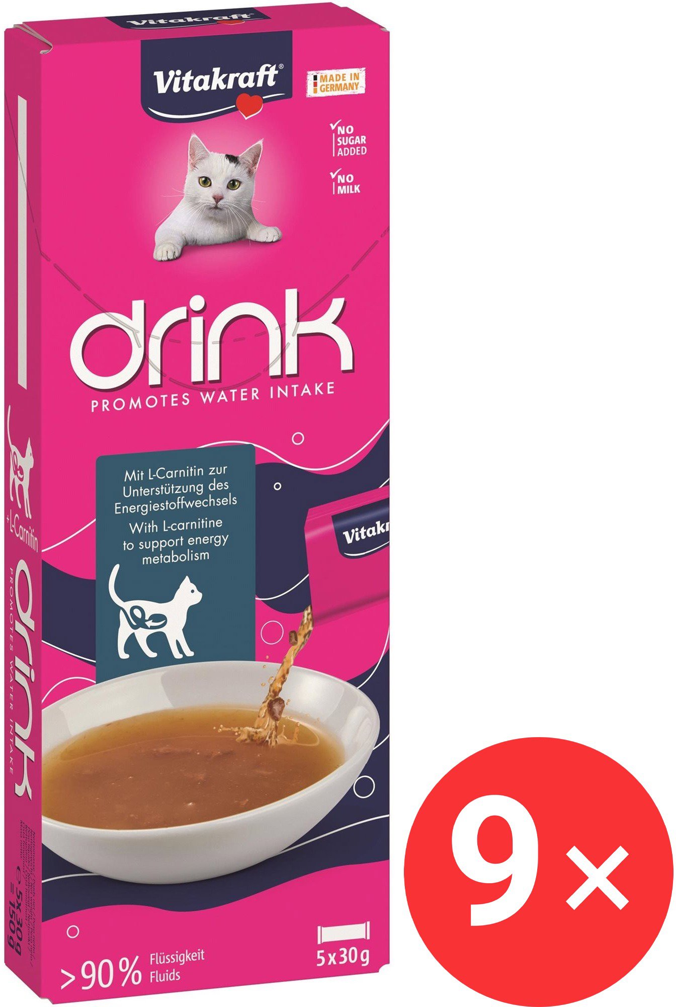 Vitakraft Cat Drink Salmon+L-Carnitine 9 × 150 g - Cat Treats