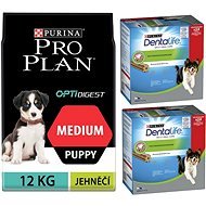 Pro Plan Medium Puppy Optidigest jahňacie 12 kg + Dentalife Medium Multipack 16× 69 g - Granule pre šteniatka