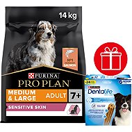 Pro Plan Medium Large 7+ Sensitive Skin with salmon 14 kg + Dentalife Medium Multipack 24 pcs - Dog Kibble