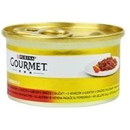 Gourmet gold 85 g hov./kura v parad. om., dus. a gril. kúsky v om. - Konzerva pre mačky
