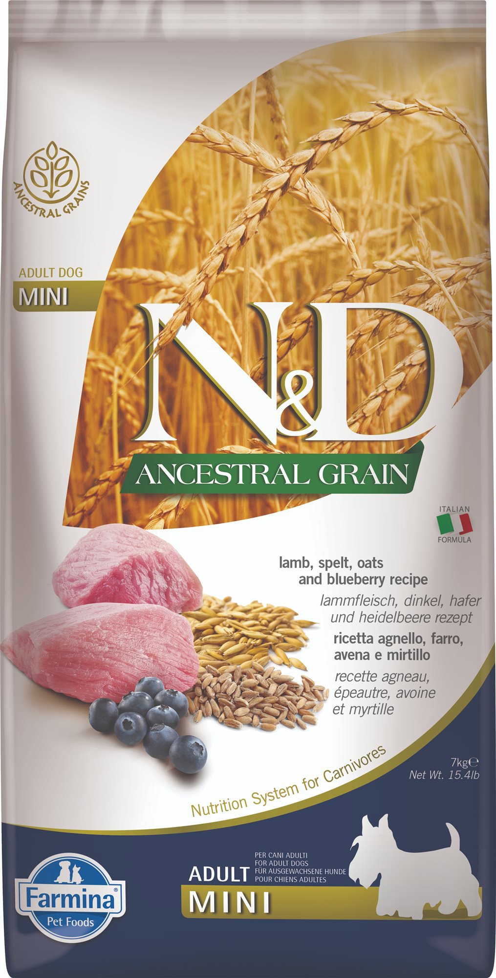 N&D Ancestral Grain Dog Adult Mini Lamb & Blueberry 7 kg - Dog Kibble
