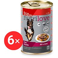 Nutrilove beef, liver, vegetables in jelly 6 × 415 g - Canned Dog Food