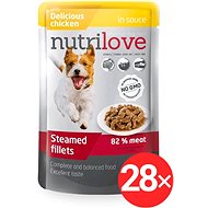 Nutrilove braised chicken fillets in sauce 28 × 85 g - Dog Food Pouch