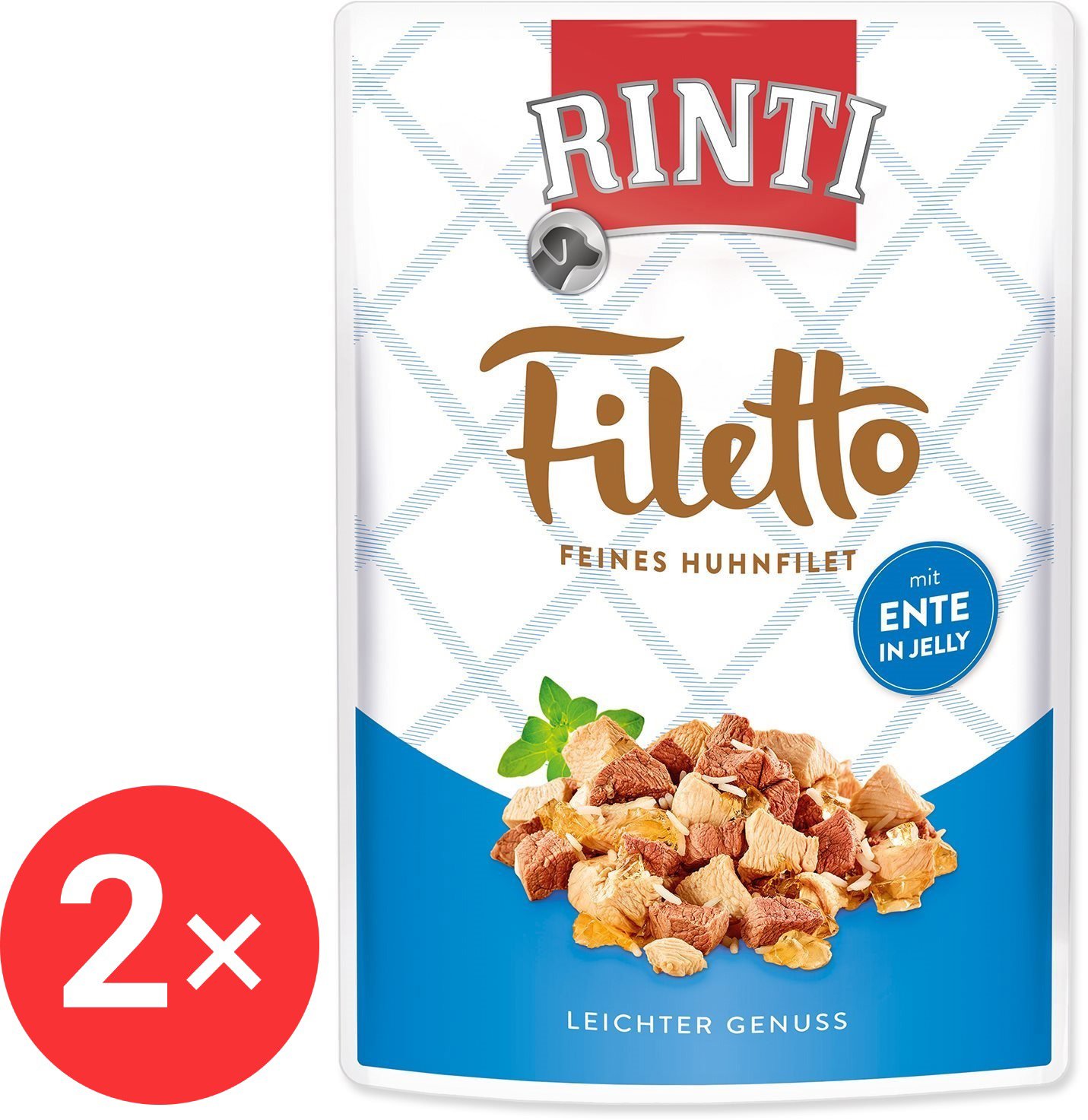 Rinti Filetto Capsule chicken + duck in jelly 2 × 100 g - Dog Food Pouch