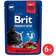 Brit Premium by Nature Cat Pouch with Beef Stew & Peas 6 × 100 g - Cat Food Pouch