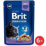 Brit Premium by Nature Cat Pouch with Cod Fish 6 × 100 g - Cat Food Pouch