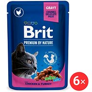 Brit Premium by Nature Cat Pouch with Chicken & Turkey 6 × 100 g - Cat Food Pouch