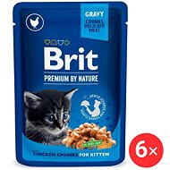 Brit Premium by Nature Cat Pouch Chicken Chunks for Kitten 6 × 100 g - Cat Food Pouch