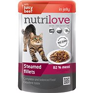 Nutrilove Steamed Fillets with Juicy Beef in jelly 85g - Cat Food Pouch