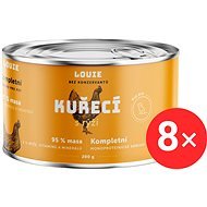 LOUIE Kompletné monoproteínové krmivo – kuracie (95 %) s ryžou (5 %)  8× 200 g - Konzerva pre psov