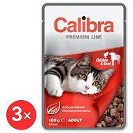 Calibra Cat Premium Capsule for adult cats Chicken & Beef 3 × 100 g - Cat Food Pouch