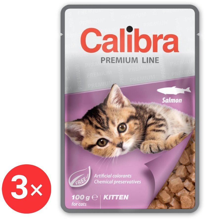 Calibra Cat Premium tasakos eledel kiscicáknak, lazacos 3 × 100 g - Alutasakos macskaeledel