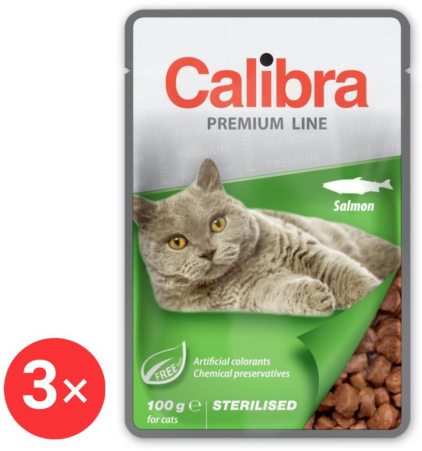 Calibra Cat Premium Capsule for neutered cats with salmon 3 × 100 g - Cat Food Pouch