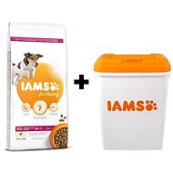 IAMS Dog Senior Small & Medium Chicken 12kg + IAMS Dog Food Container 15kg - Pet Food Set