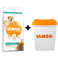 IAMS Dog Adult Weight Control Chicken 12kg + IAMS Dog Food Container 15kg - Pet Food Set