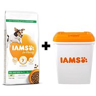 IAMS Dog Adult Small & Medium Lamb 12kg + IAMS Dog Food Container 15kg - Pet Food Set