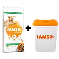 IAMS Dog Adult Large Lamb 12kg + IAMS Dog Food Container 15kg - Pet Food Set